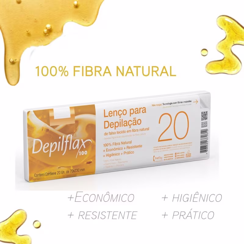 Depilflax 100% Fibra Natural - Lenço para Depilação (20 Unidades)
