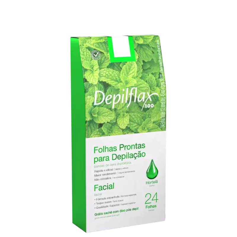 Depilflax Hortelã - Folhas Prontas para Depilação Facial (24 Unidades)