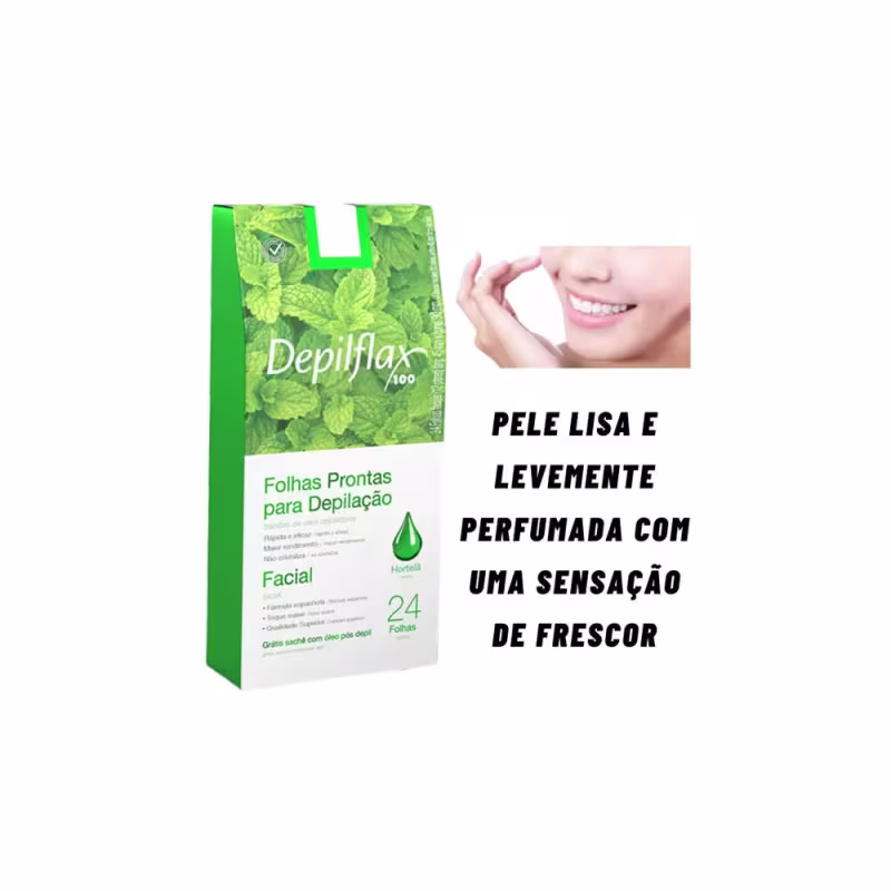 Depilflax Hortelã - Folhas Prontas para Depilação Facial (24 Unidades)
