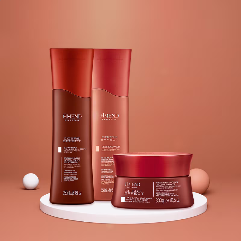 Kit Amend Realce da Cor Cobre Effect Cabelos Iluminados e Fluído Antiumidade (4 Produtos)