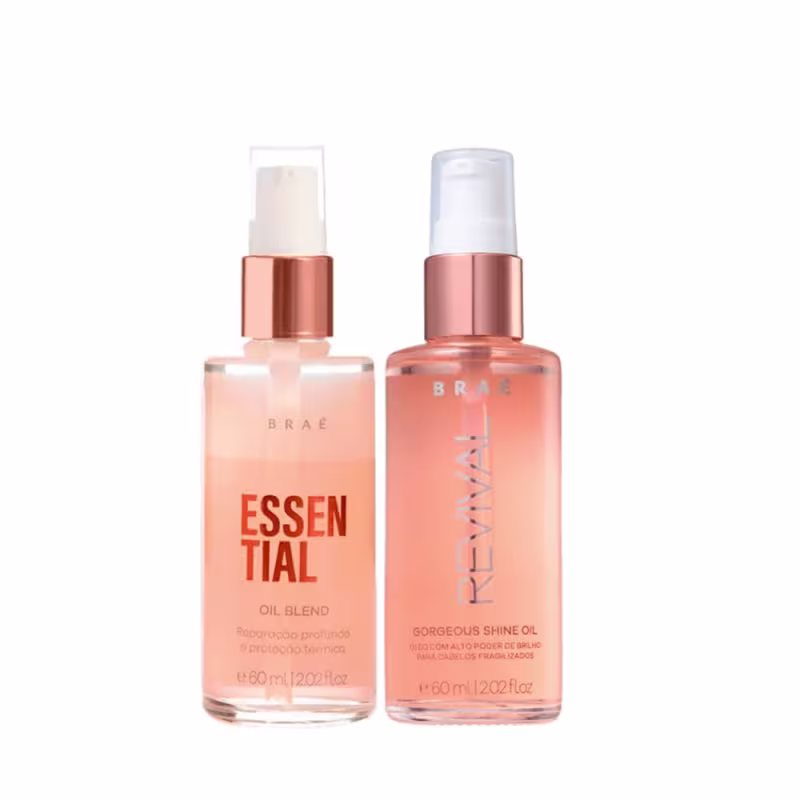 Kit Braé Revival Gorgeous Shine + Essential Oil Blend, 2 produtos.