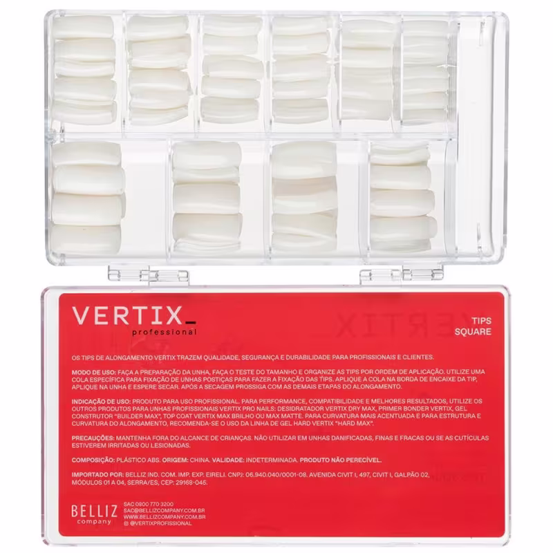 Vertix Pro Nails Square - Tips para Alongamento de Unha (500 Unidades)