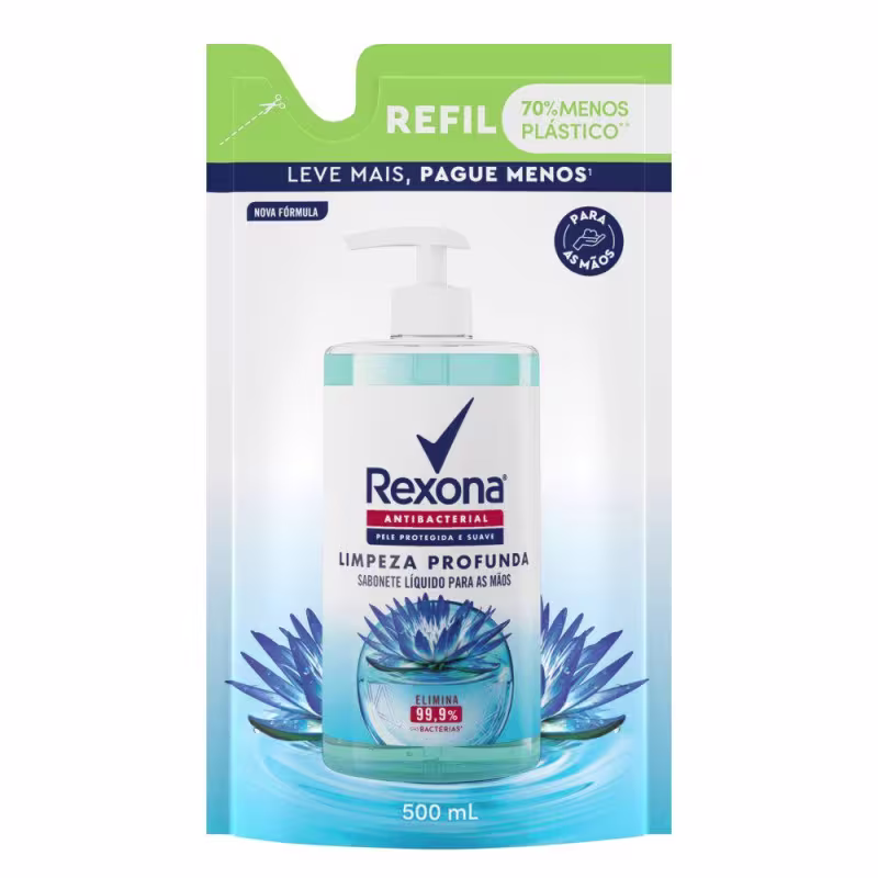 Sabonete Líquido para as Mãos Rexona Antibacterial Limpeza Profunda 500ml Refil