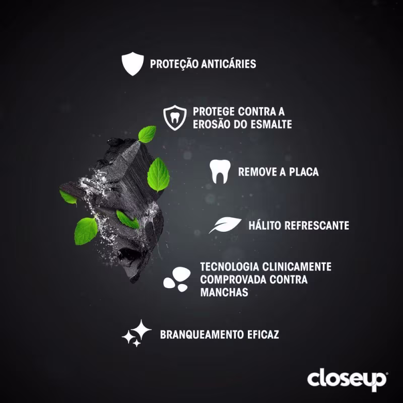 Creme Dental Close Up Carvão Ativado Menta 85g