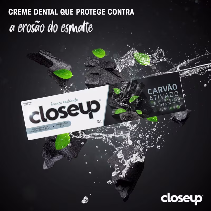 Creme Dental Close Up Carvão Ativado Menta 85g