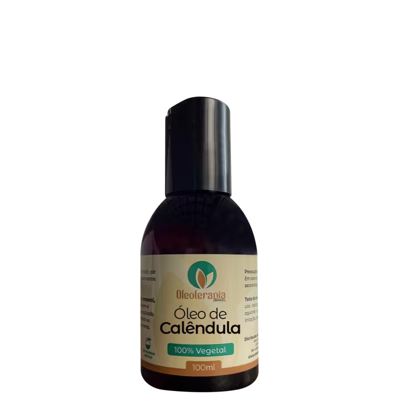 A imagem mostra o Óleo de Calêndula da marca Oleoterapia Brasil, de 100ml.