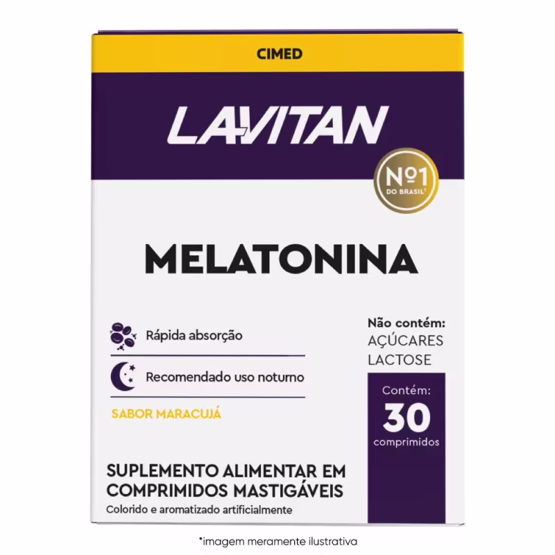 Suplemento Melatonina Maracujá 30 Comprimidos, da marca Lavitan