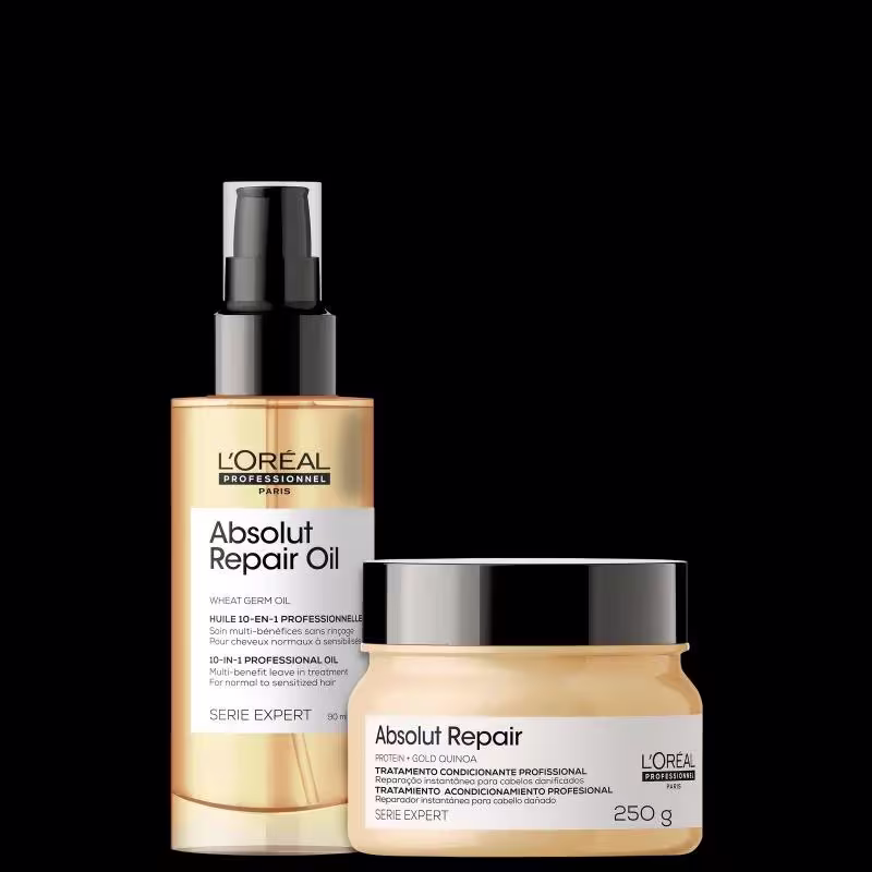 Kit L'Oréal Professionnel  Absolut Repair Gold Quinoa + Protein Dupla ( Máscara 250g + Óleo 90ml)