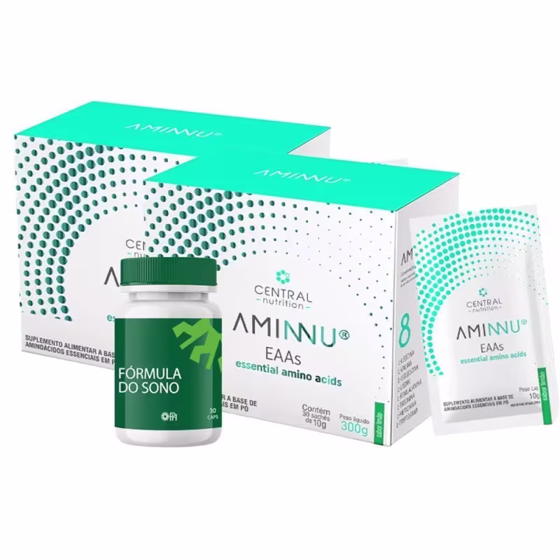 KIT 2 Aminnu Sabor Limão 30 Sachês + 1 Fórmula do Sono AOPH 30 Cápsulas