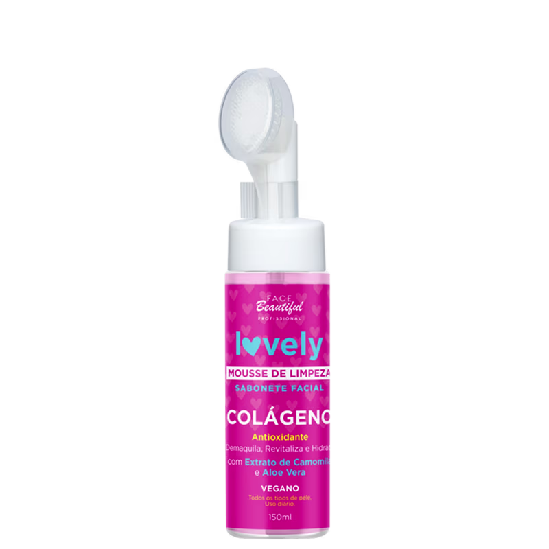 Sabonete Facial Mousse de Limpeza Colágeno com Aplicador Face Beautiful 150ml