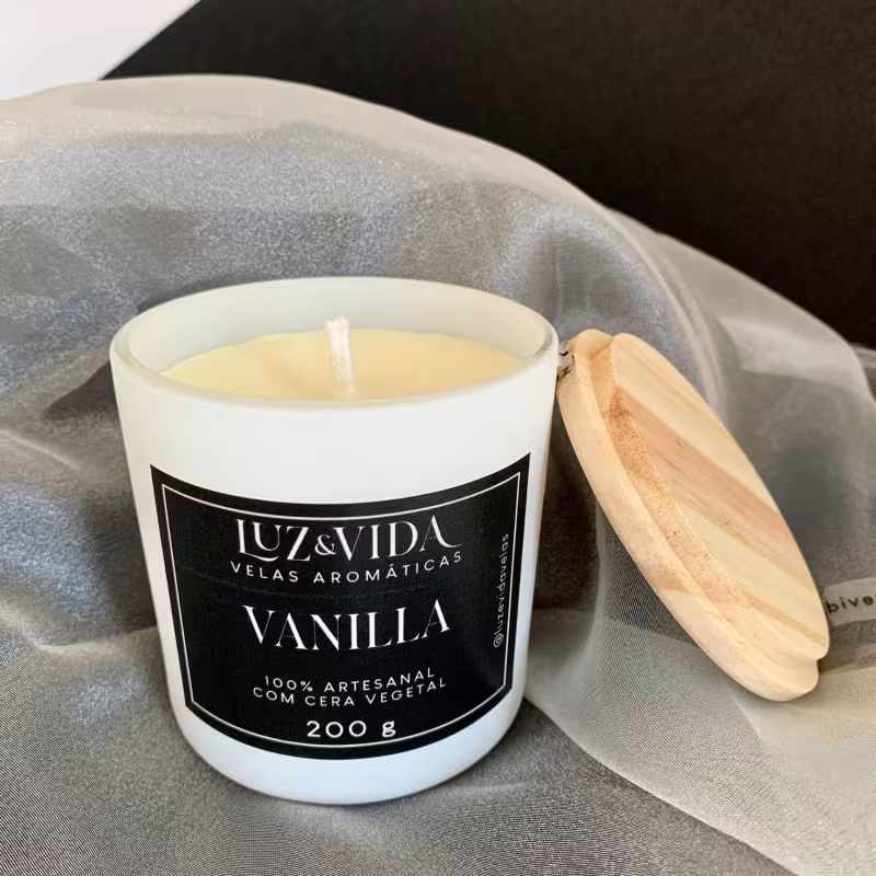 Luz e Vida Velas Aromáticas Luxo Vanilla - Vela Aromática 200g