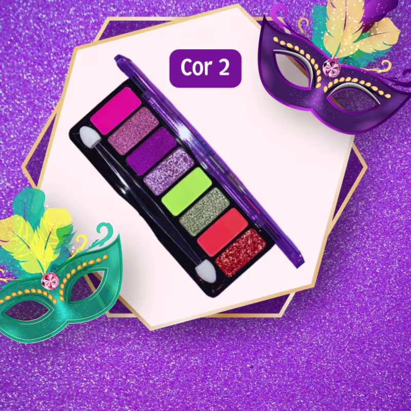 Paleta Sombras 8 Cores gliter carnaval Girls Summer Pink21 COR:02