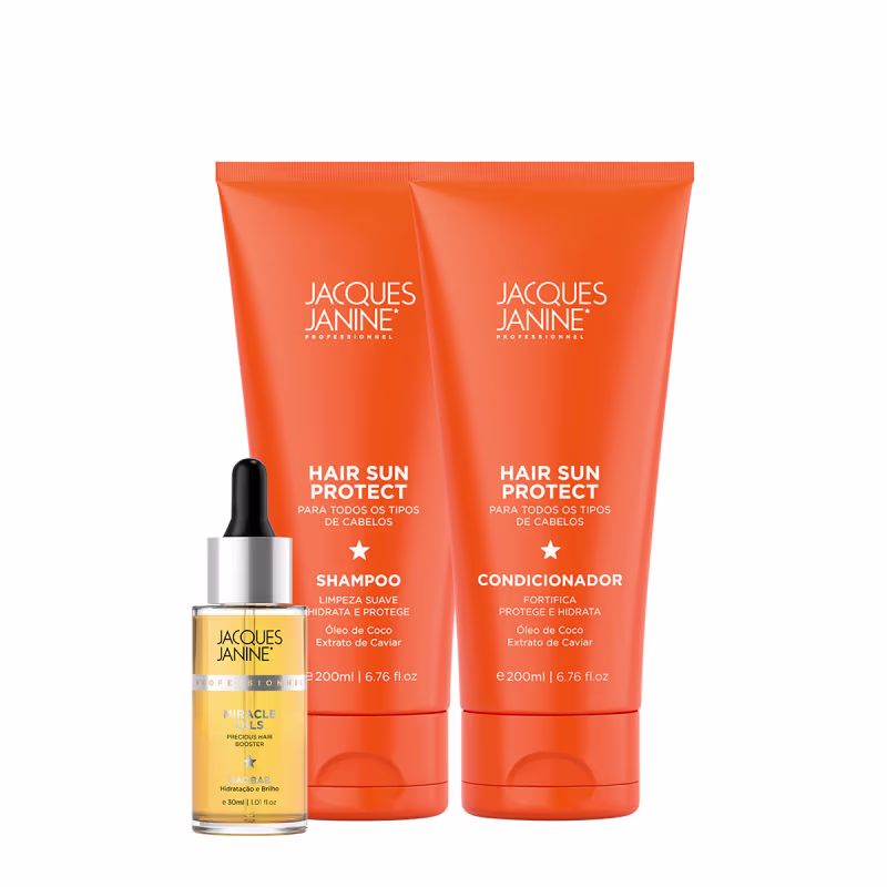 Kit Jacques Janine Hair Sun Protect Shampoo Condicionador e Miracle Oils Baobab (3 produtos)