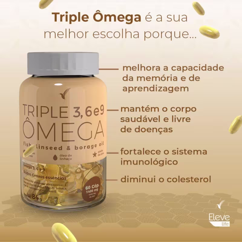 Colágeno Hidrolisado Peptan + Ácido Hialurônico + Silício Orgânico Eleve Life 30 Dias +Triple Ômega