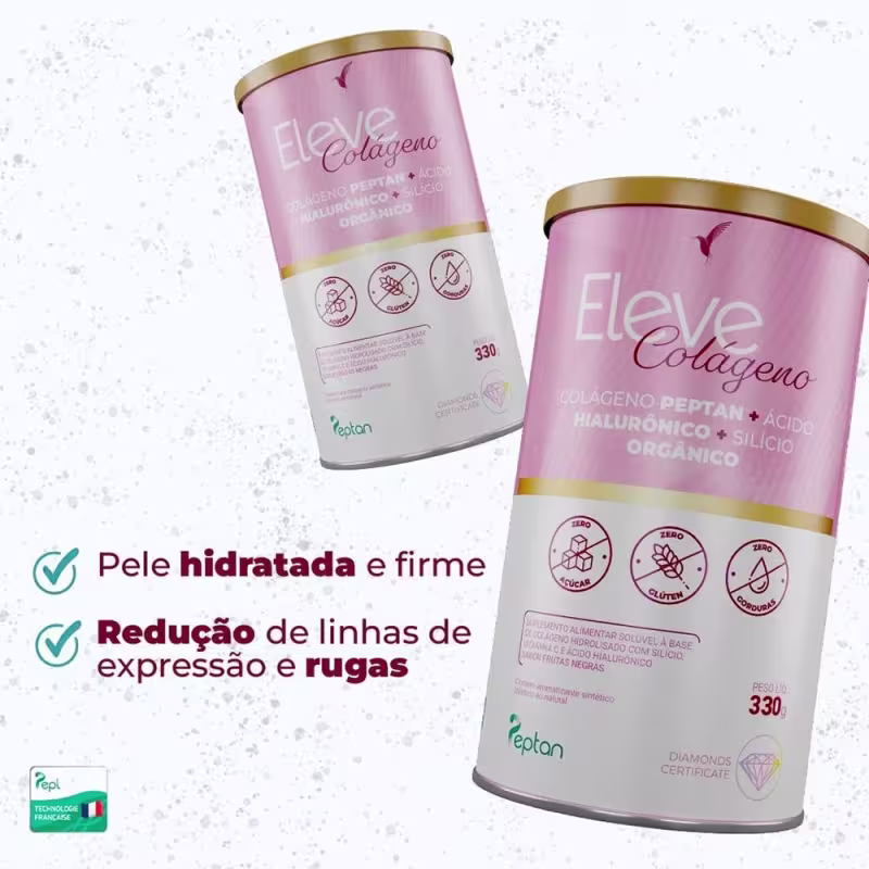 Colágeno Hidrolisado Peptan + Ácido Hialurônico + Silício Orgânico Eleve Life 30 Dias +Triple Ômega