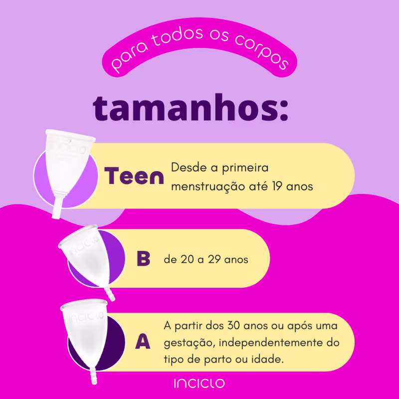 Kit Coletor Menstrual + Absorvente Reutilizável + Cápsula Esterilizadora Inciclo - B (de 20 a 29 anos e sem filhos) - No