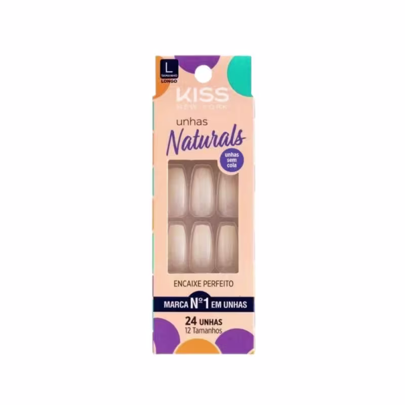 Unhas Postiças Naturals Kiss New York Natural Bailarina Longo