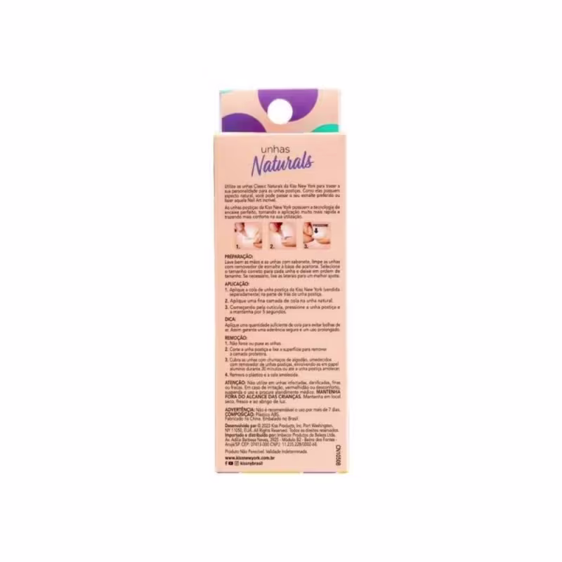 Unhas Postiças Naturals Kiss New York Natural Bailarina Longo