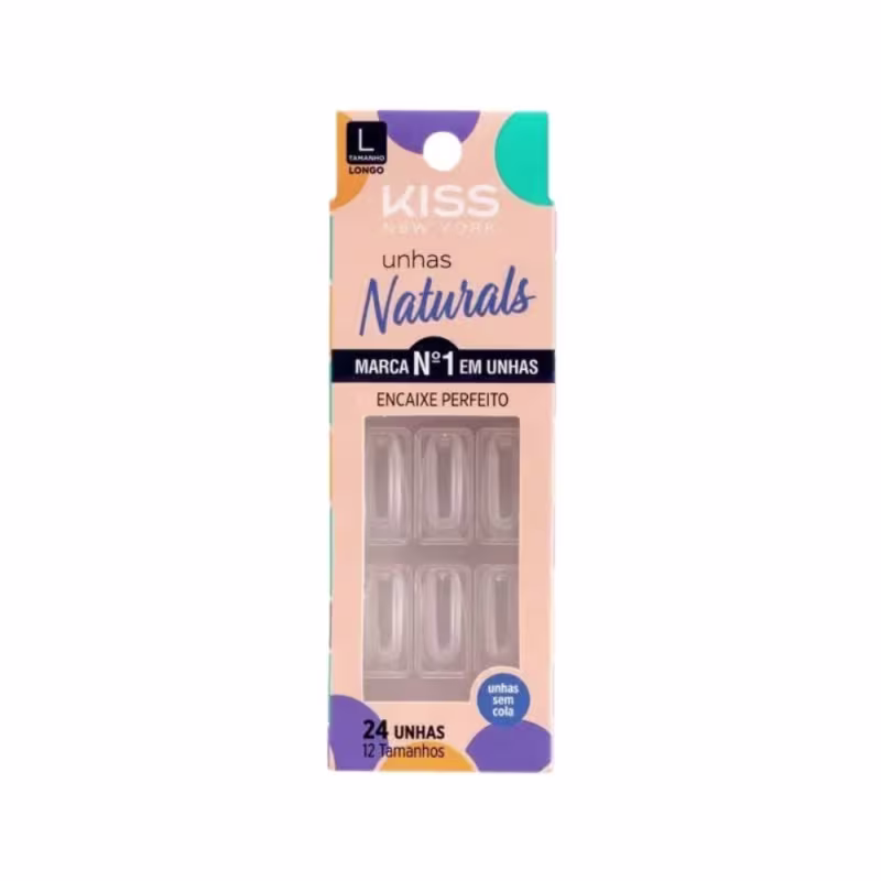 Unhas Postiças Naturals Kiss New York Transparente Bailarina Longo