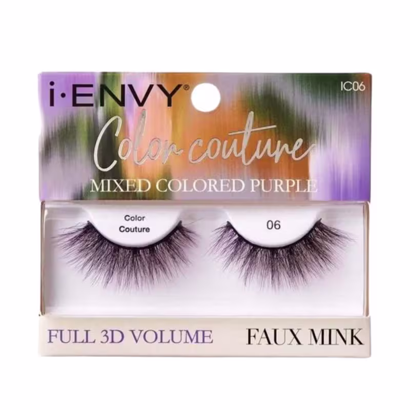 Cílios Postiços Kiss I-envy Color Couture Faux Mink Mixed Colored Purple Ic06