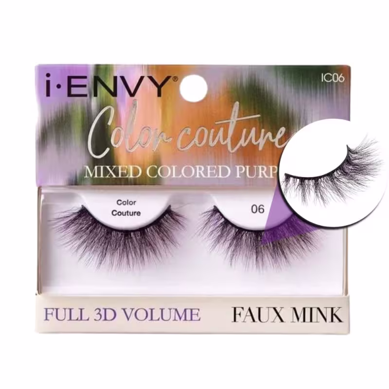 Cílios Postiços Kiss I-envy Color Couture Faux Mink Mixed Colored Purple Ic06