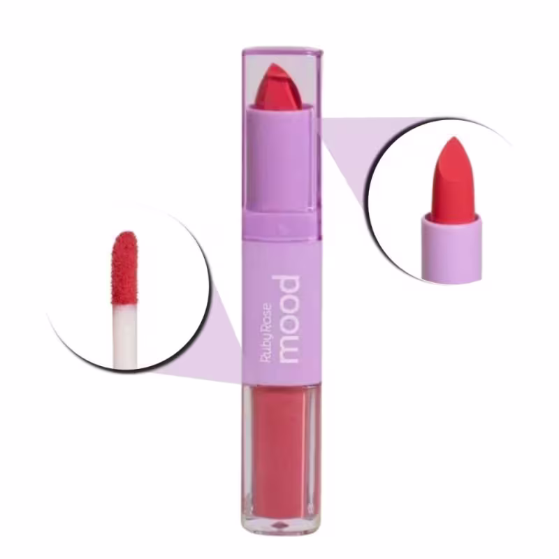 Batom Duo Ruby Rose Mood Vitamina e Cm14 3,2g