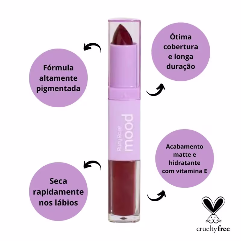 Batom Ruby Rose Mood Duo CM11, 3,2ml + 3,8g.