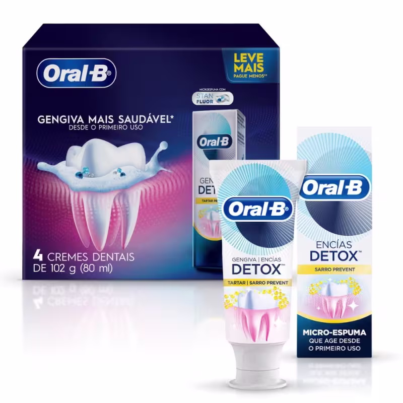 Creme Dental Oral-B Detox Anti-Tártaro 4 un de 102g