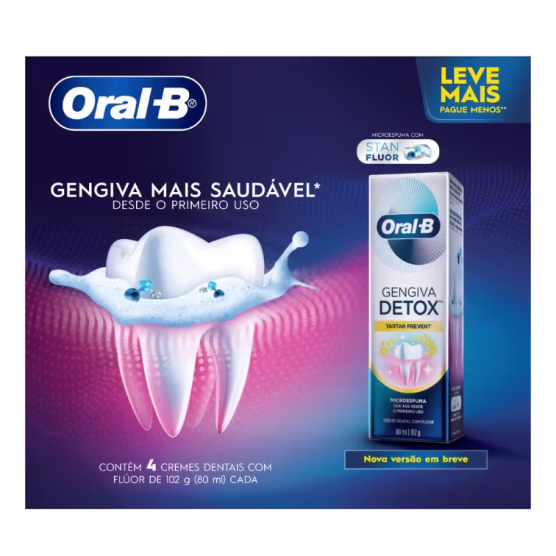 Creme Dental Oral-B Detox Anti-Tártaro 4 un de 102g