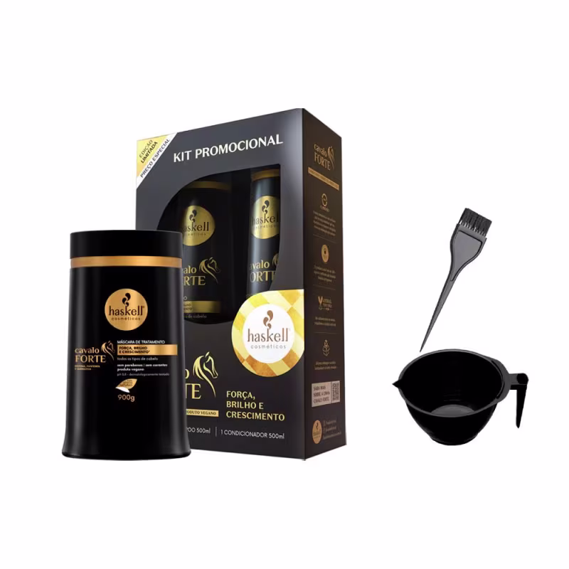 Kit Haskell Cavalo Forte + Acessórios Salon, 5 produtos.