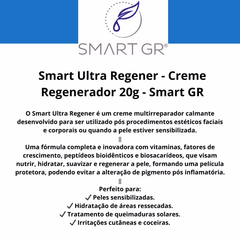 Creme Ultra Reparador Queimaduras Irritação na Pele Smart GR