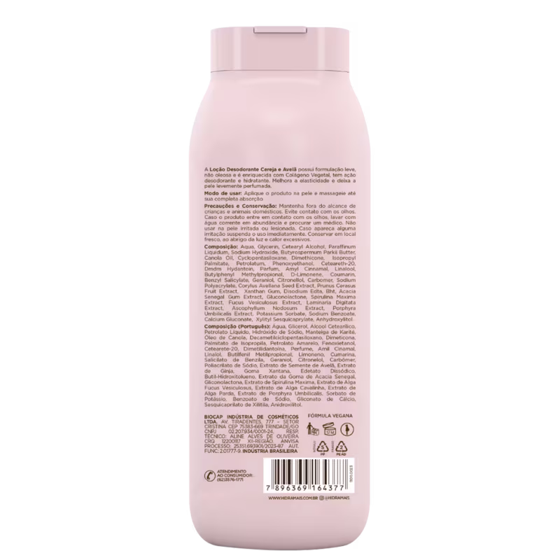 Loção Desodorante Corporal Hidramais Cereja e Avelã 500ml