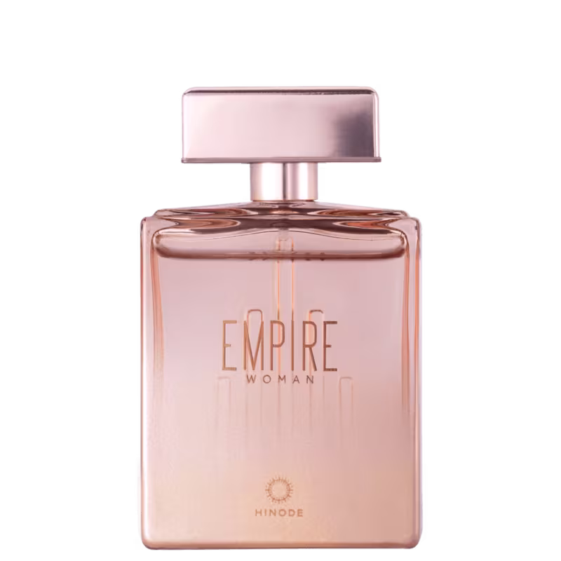 Frasco de perfume feminino da linha Empire da Hinode, com design elegante em tons de rosa e dourado, exibindo o nome da fragrância em destaque.