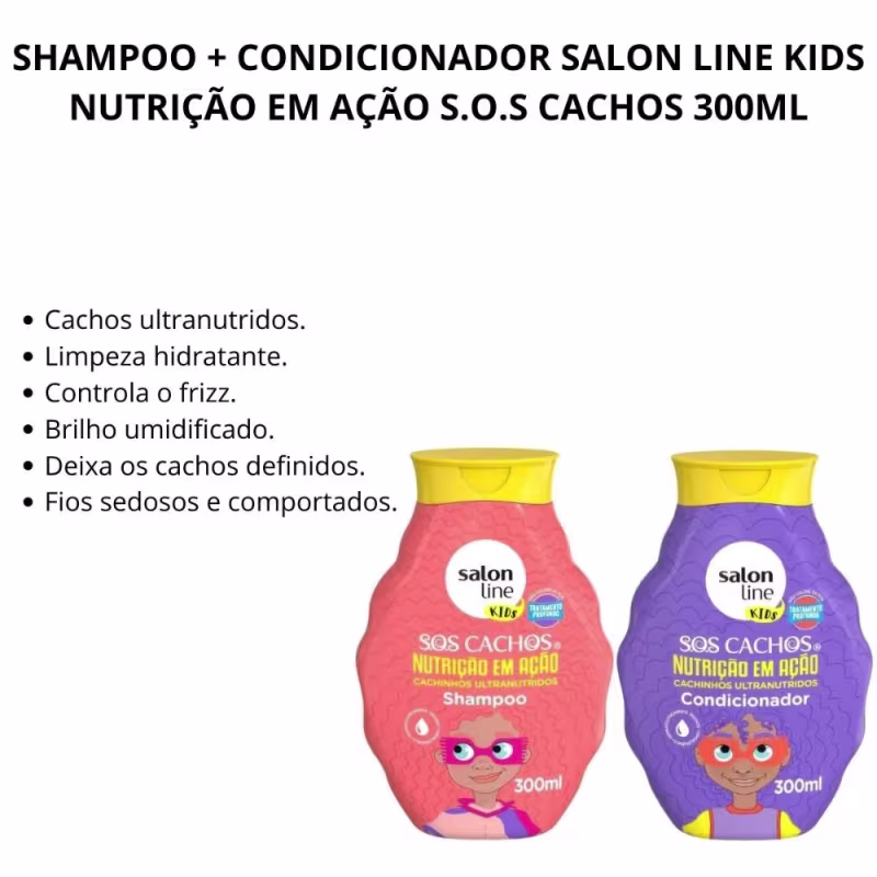 Shampoo + Condicionador Salon Line Kids Nutrição em Ação Sos Cachos 300ml
