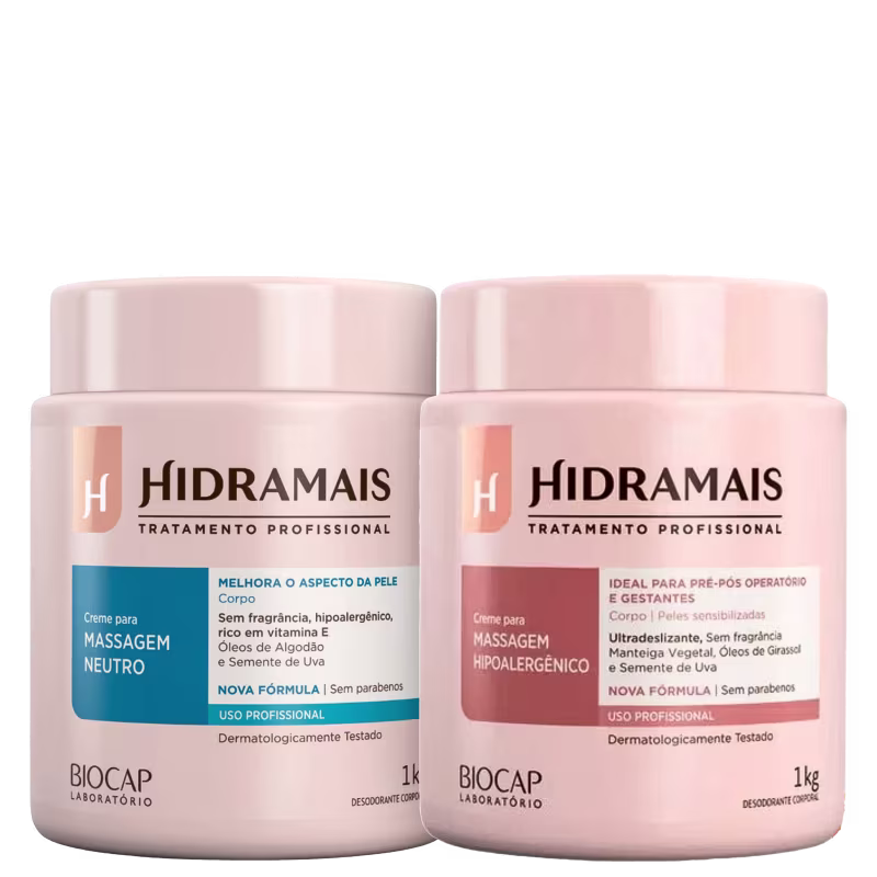 Kit Creme Corporal Neutro Pós Operatório Gravidez Hidramais  2 uni 1kg