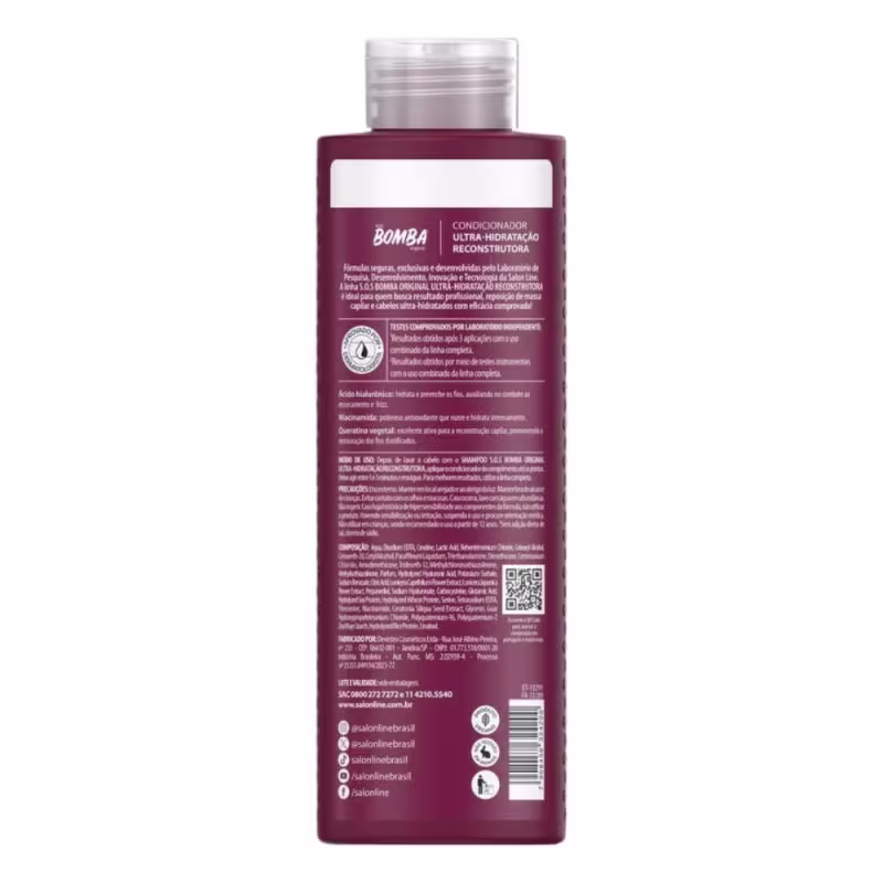 Condicionador Salon Line S.O.S Bomba 10 x Mais Hidratação. Volumetria de 300ml.