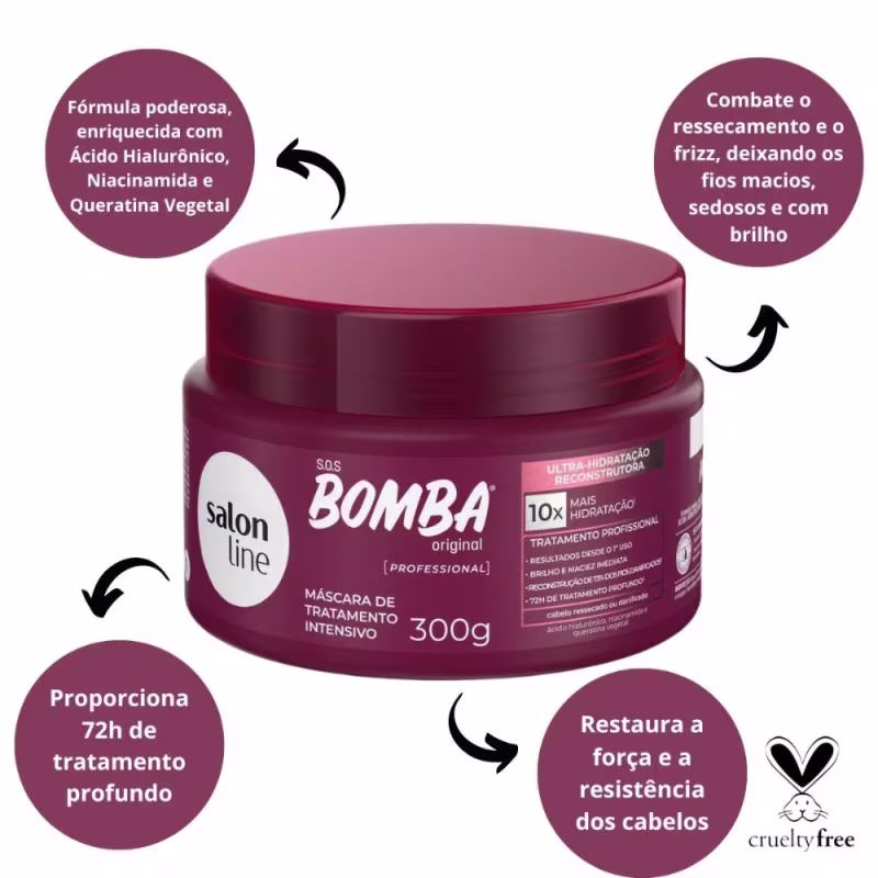 Máscara de Tratamento Intensivo Salon Line S.o.s Bomba Ultra-Hidratação Reconstrutora 300g