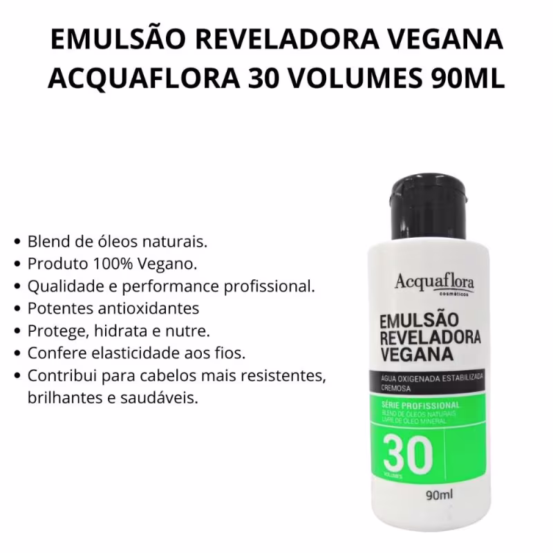Emulsão Reveladora Vegana Acquaflora 30 Volumes 90ml