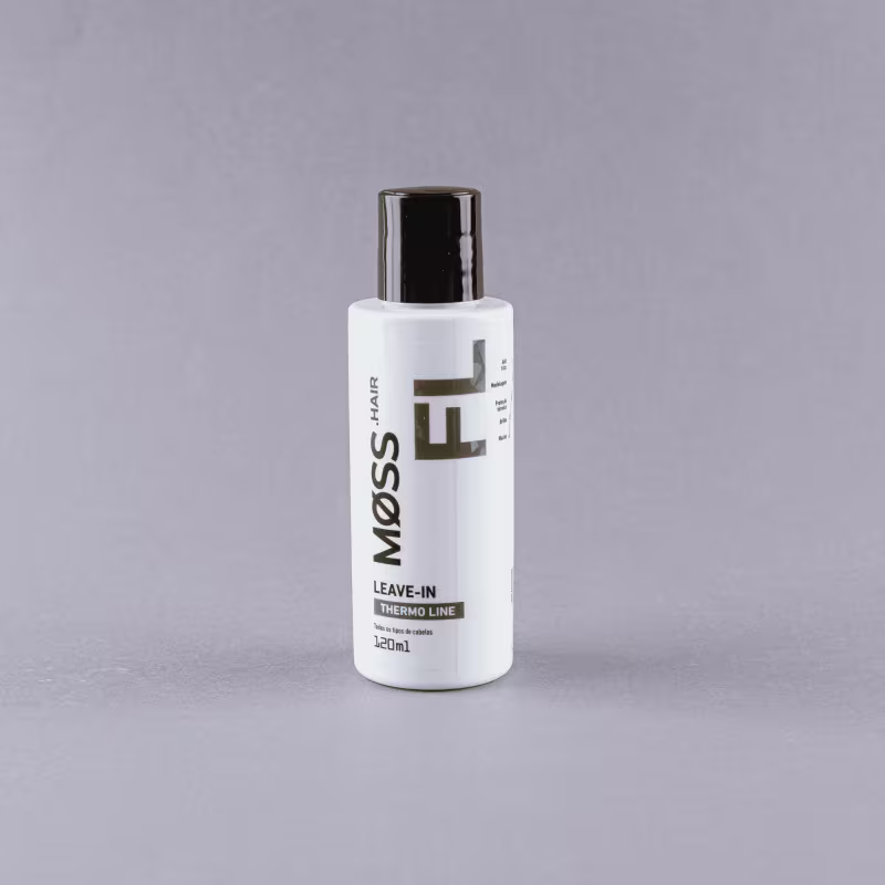 A imagem mostra o frasco do leave-in em um fundo cinza.