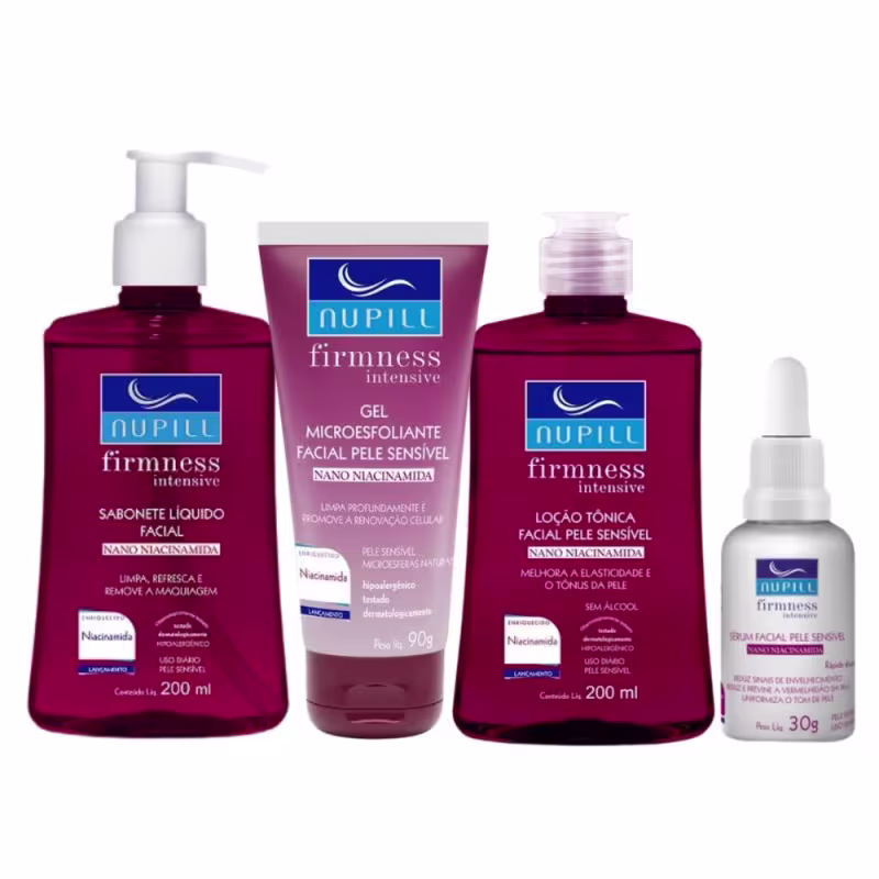 Kit Facial Para Pele Sensível Nupill Firmness Intensive Nano Niacinamida C/4