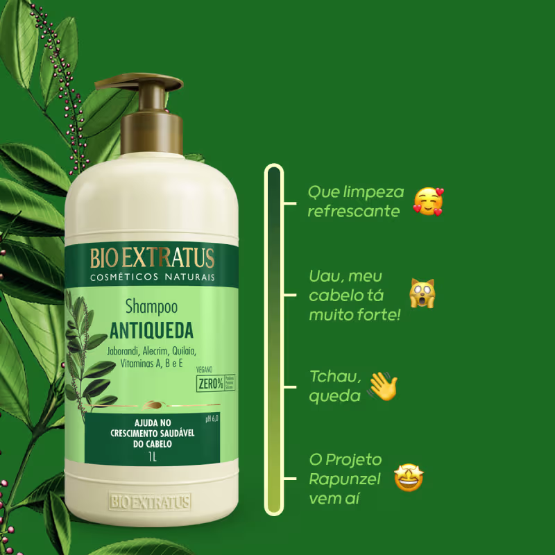 Kit Bio Extratus Jaborandi Antiqueda Shampoo Litro Condicionador Máscara Finalizador e Tônico (5 produtos)