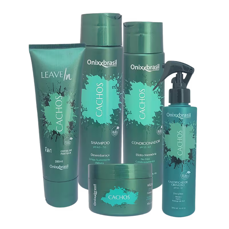 Kit  Completo Cachos - Shampoo + Condicionador + Leave-in + Umidificador + Máscara | Realça e ativa os cachos