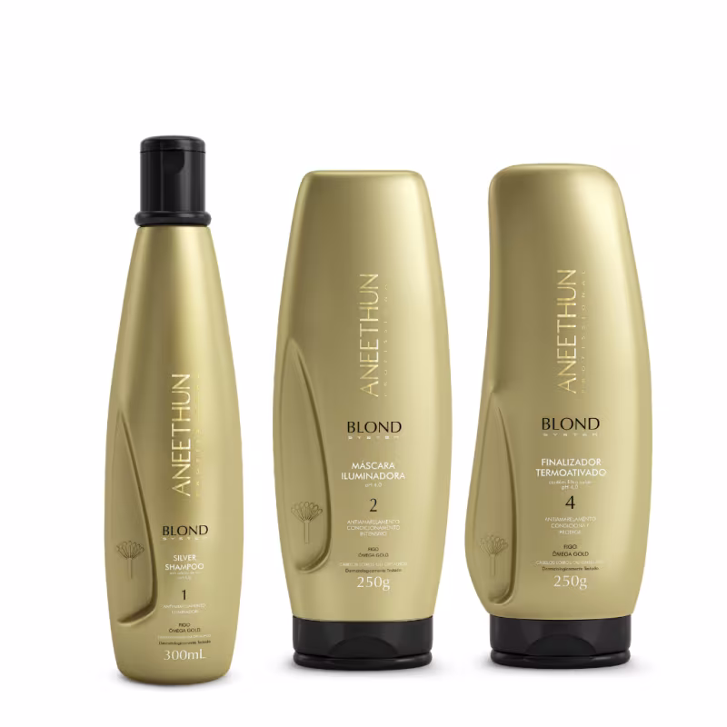 KIT BLOND SYSTEM SHAMPOO MASCARA E FINALIZADOR - ANEETHUN
