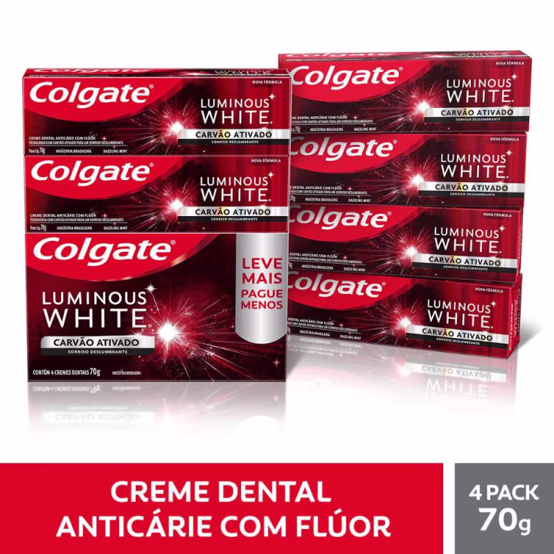Kit Colgate Luminous White Carvão Ativado (4 Unidades)