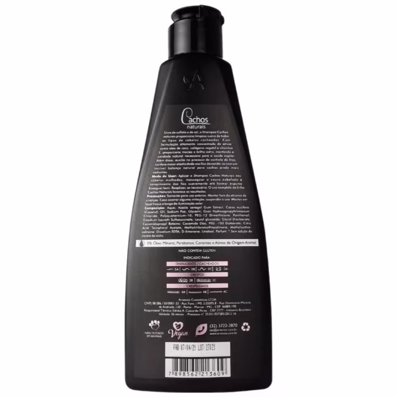 Shampoo Cachos Naturais de Arvensis. Volumetria 300ml