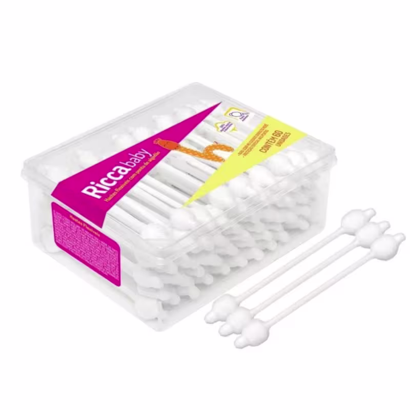 Kit Hastes Flexíveis Ricca Baby Com Ponta de Algodão Cód. 3245 C/3