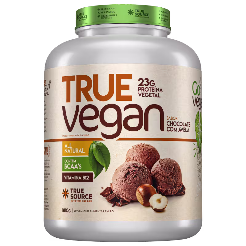 True Source True Vegan Protein Chocolate Com Avelã - Suplemento Alimentar em Pó 1810g