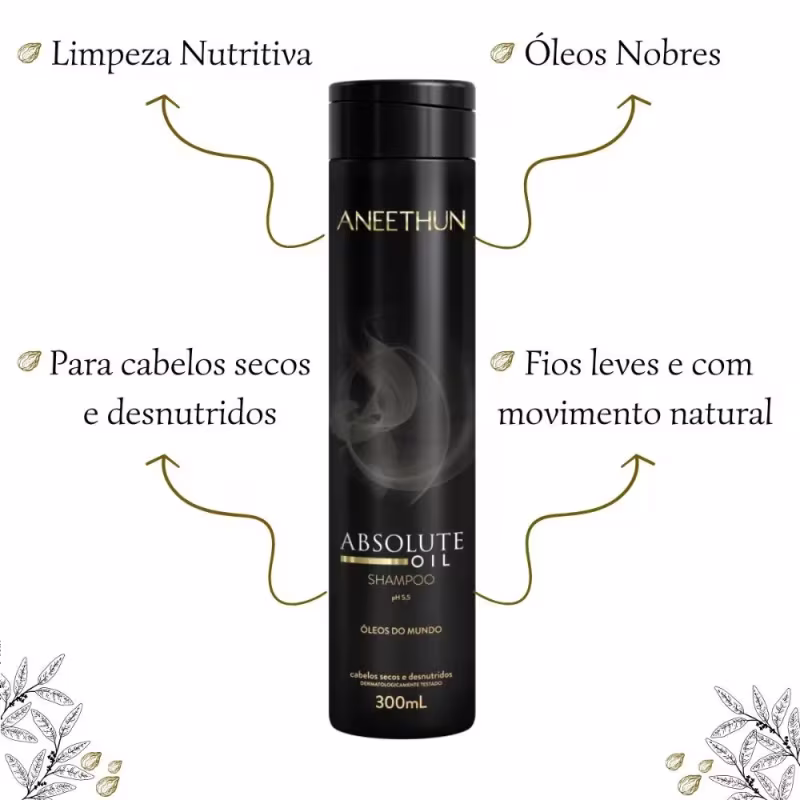 Kit Aneethun Absolute Oil Shampoo 300ml + Máscara 250g + Óleo 55ml