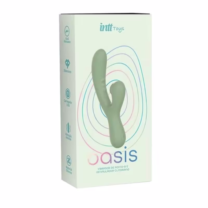 Vibrador de Ponto G com Sugador de Clitóris Oasis Linha Wellness Intt - Verde
