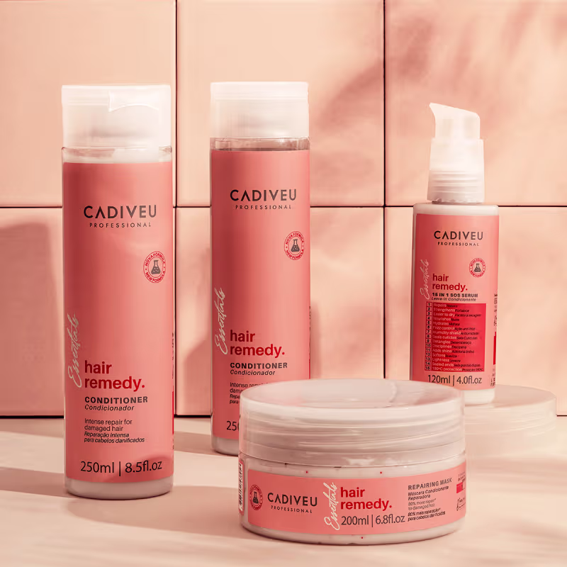 Kit Cadiveu Essentials Hair Remedy Shampoo Condicionador Máscara e Açaí Oil 60 (4 produtos)